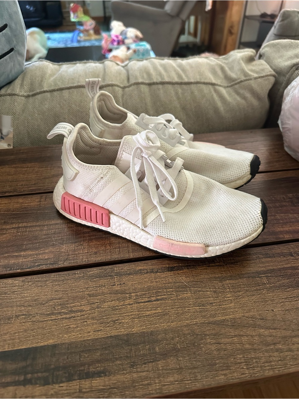 Adidas nmd White and Pink Athletic Sneakers